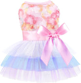 KUTKUT Birthday Dress for Small Dogs Cats Girl Mesh Skirt Dress Summer Spring Dog Clothes For Chiuhuahua,Toy pom Outfits Apparel Pet Cat Princess Dress Tulle Dress Birthday Party Tutu Skirt.